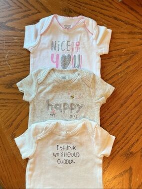 Just One You, 3-Piece Baby Girls Onesie Set - White, Heather Gray, Off-white